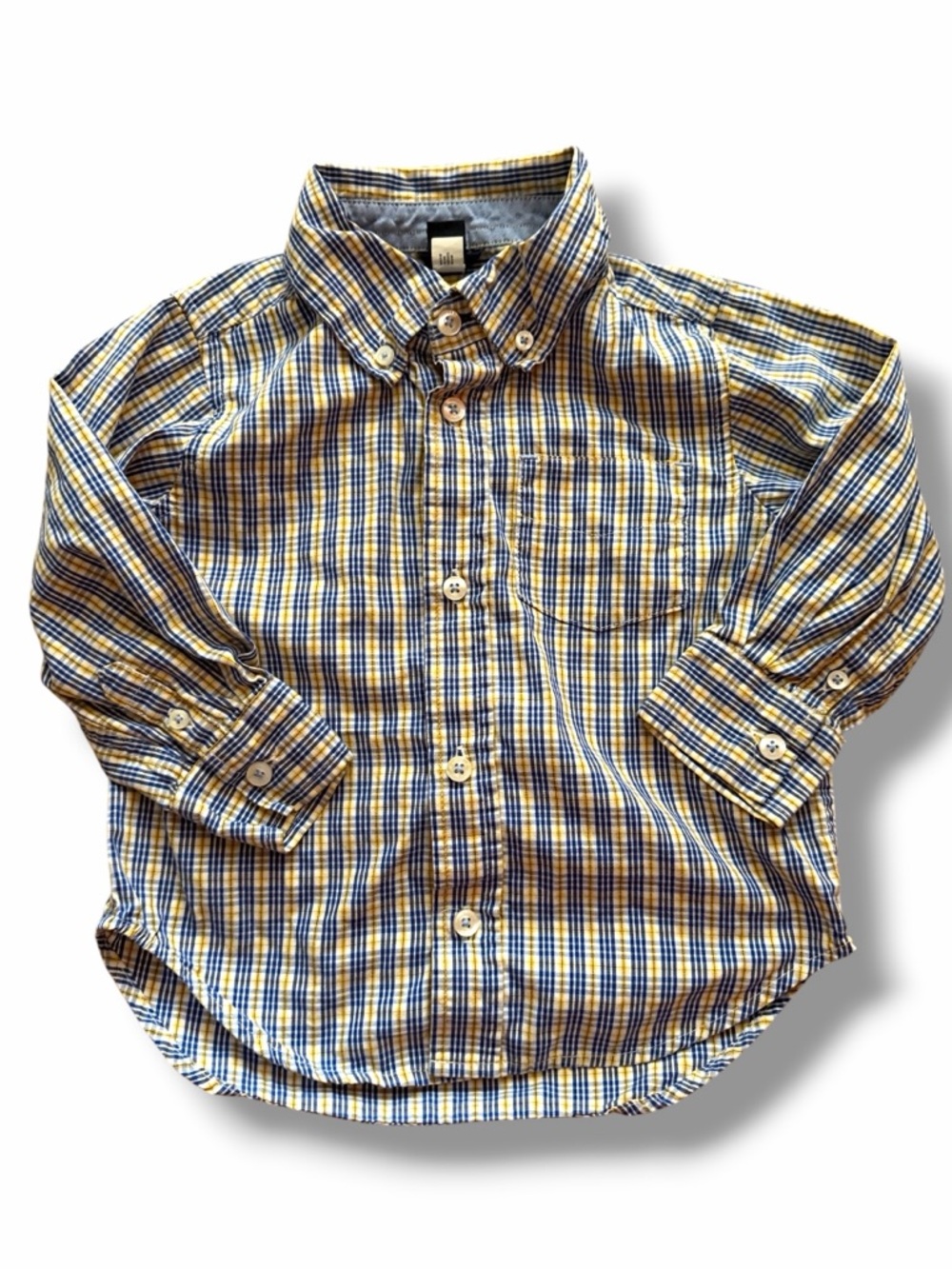 Gap 100% cotton button-down long sleeve kids, toddler shirt 3 years plaid preppy